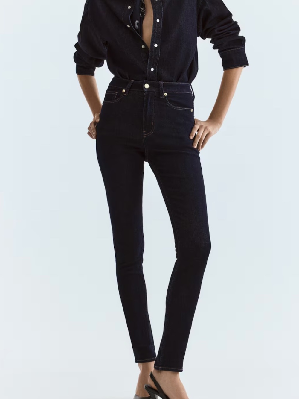 H&M Dark Denim Blue Skinny High Waist Jeans size US 8